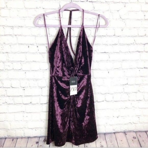 NEW Zara purple velvet minidress - Picture 4 of 8